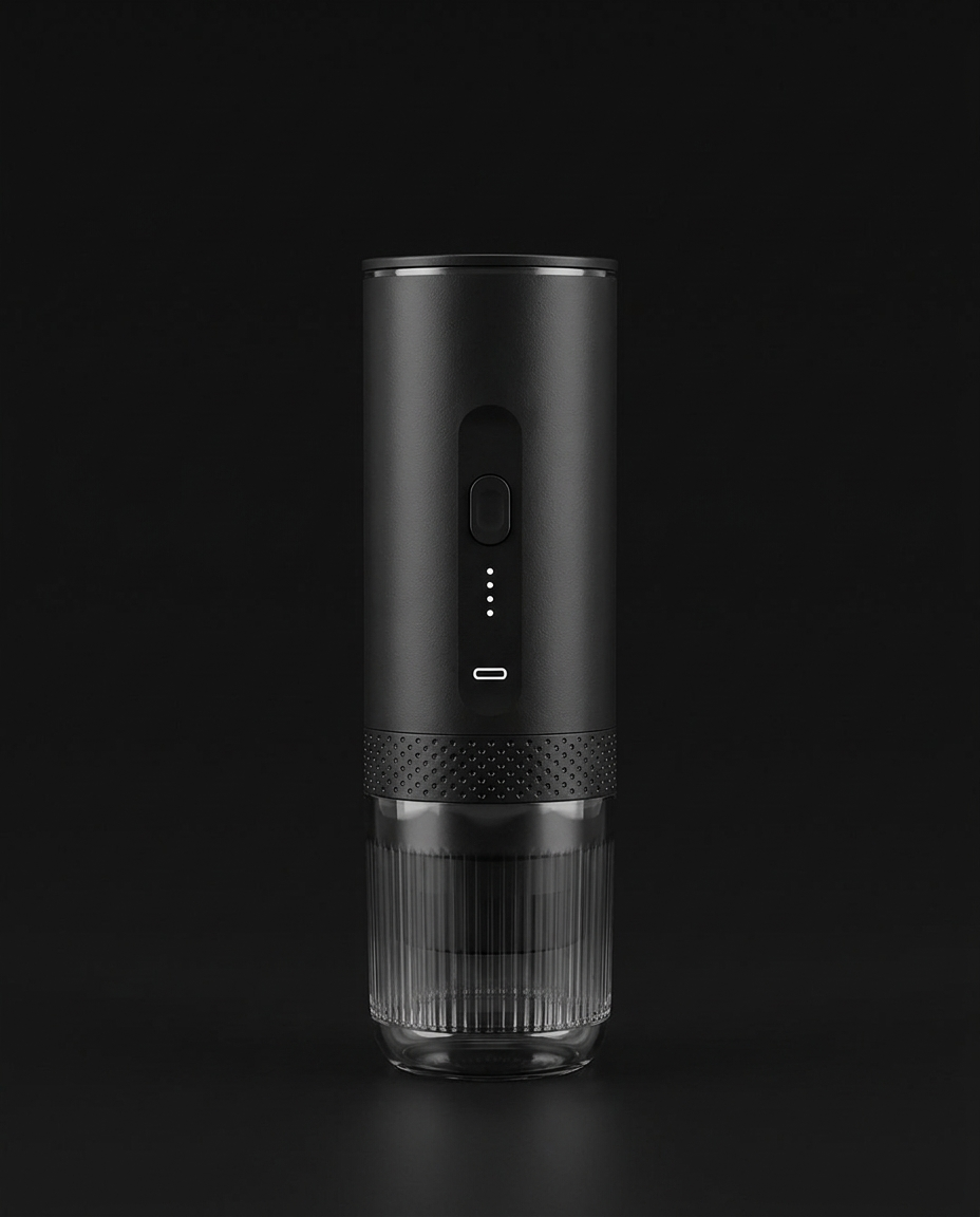 Umbrali One assembled, matte black studio shot