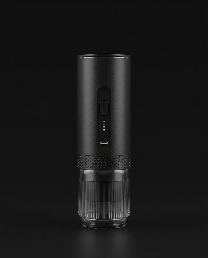 Umbrali One assembled, matte black studio shot