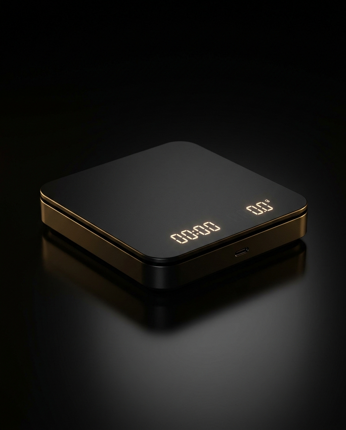 Umbrali Precision Coffee Scale, matte black studio shot