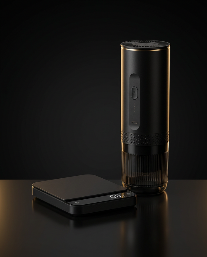 The Umbrali Set — espresso maker and coffee scale together